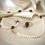 Thumbnail: Freshwater Cultured Pearl Necklace Set with Garnet Beads