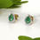 Thumbnail: Pear Cut Emerald & Diamond Stud Earrings