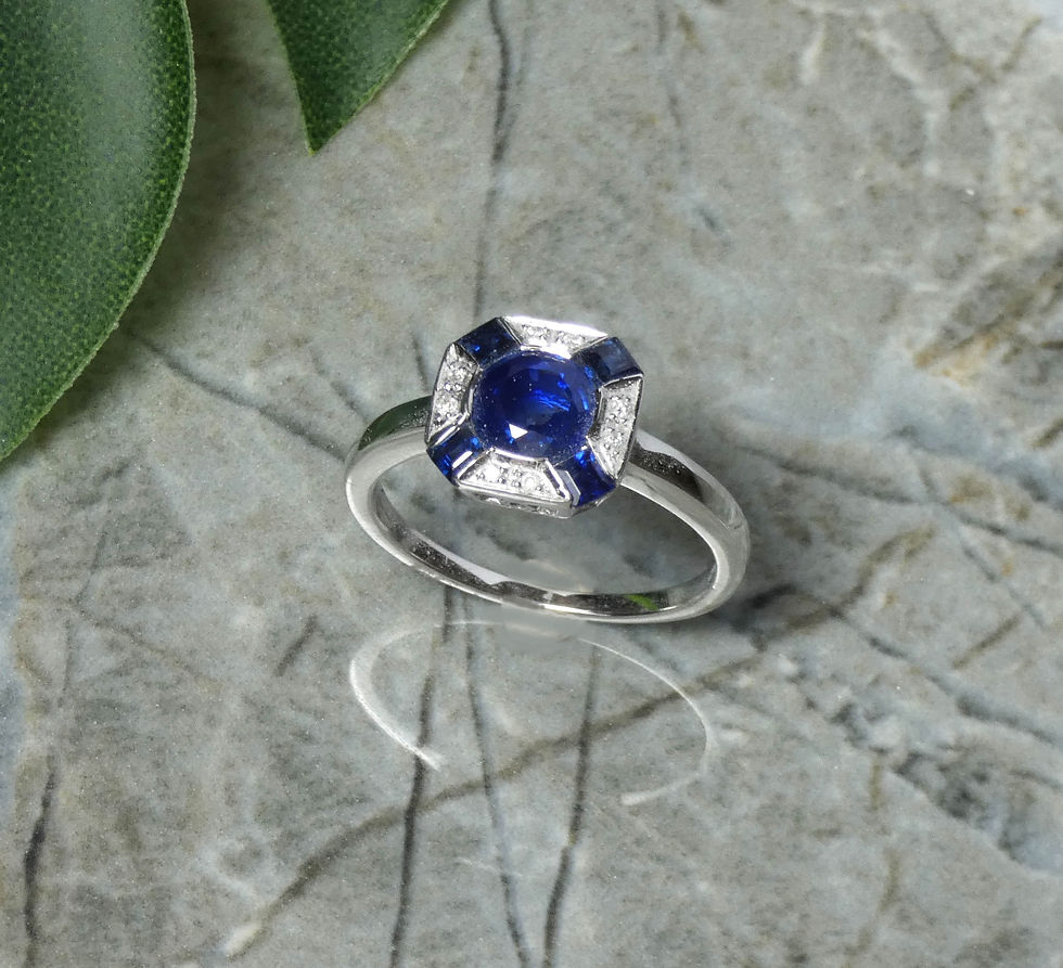 Thumbnail: Art Deco Style Sappire & Diamond Ring