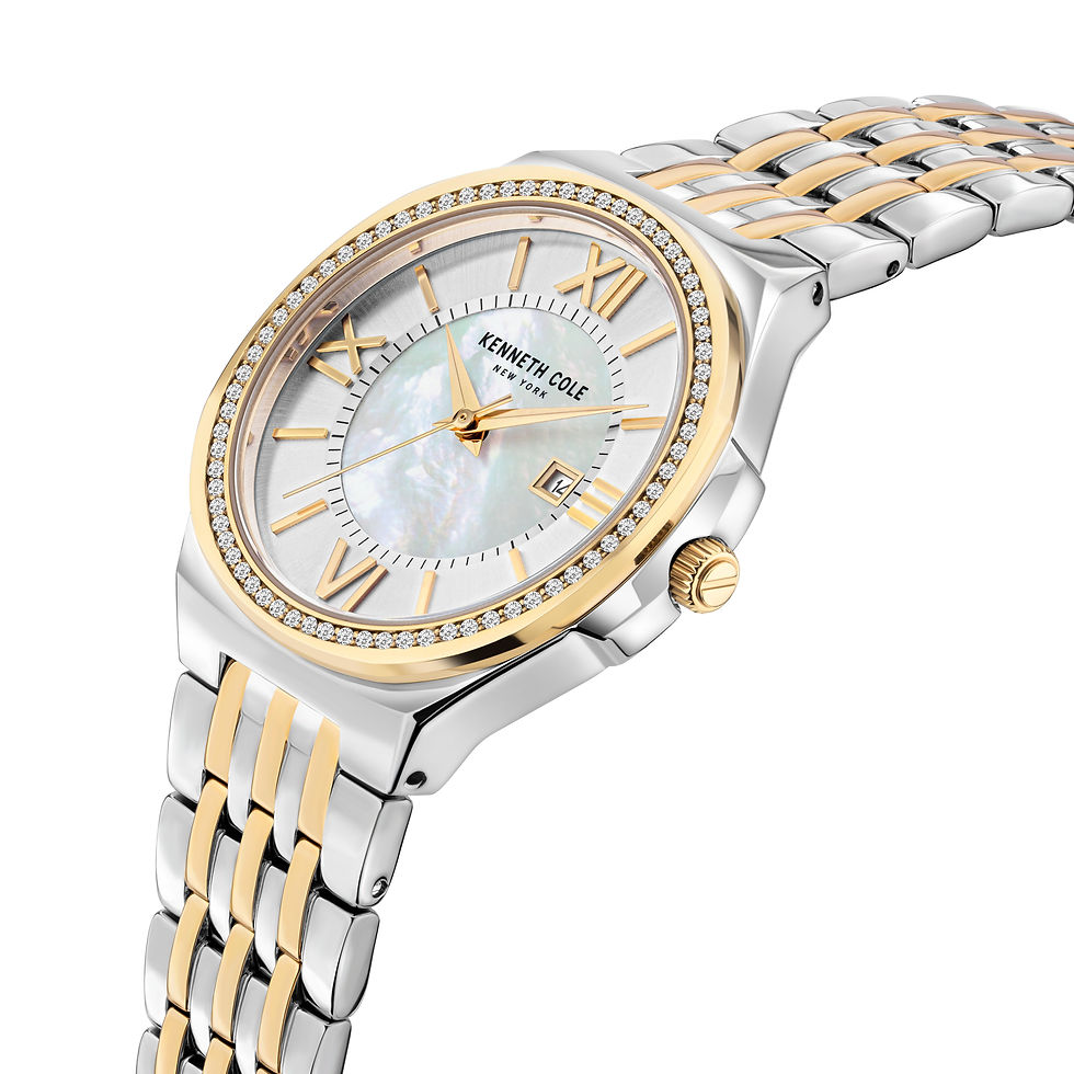 Thumbnail: Kenneth Cole Ladies Tone Crystal Bezel Watch  KCWLH2105302