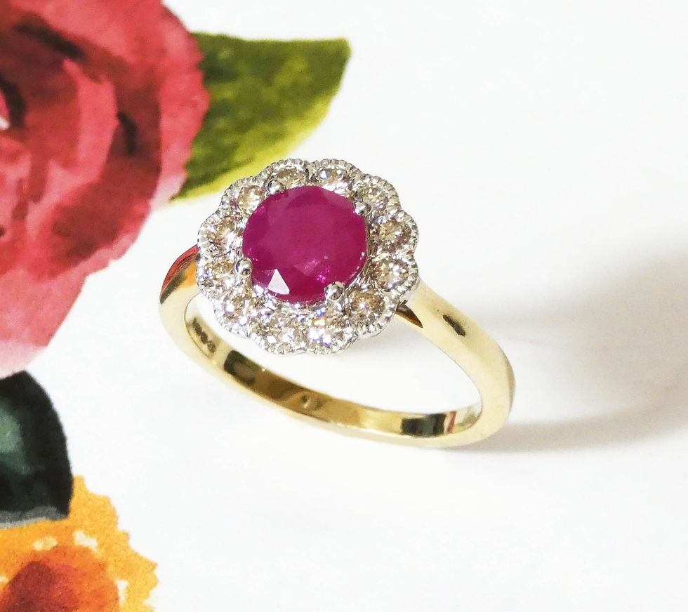 Thumbnail: Ruby & Diamond Round Cluster Ring