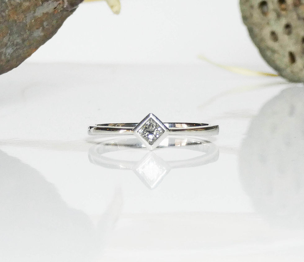 Thumbnail: 18ct White Gold Angled Princess Cut Diamond Engagement Ring