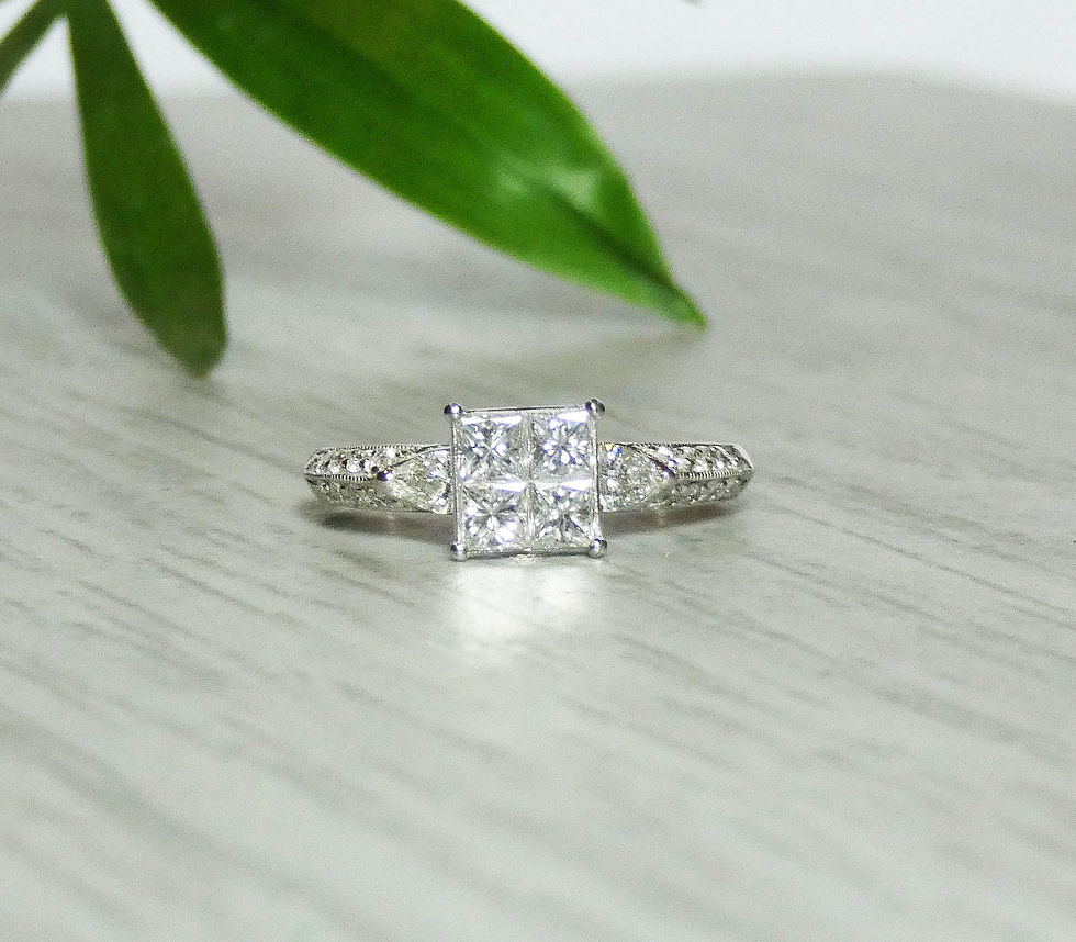 Thumbnail: 18ct White Gold Tile Set Diamond Engagement Ring
