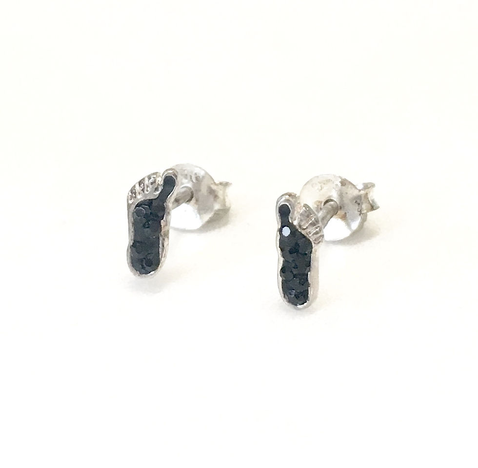 Sterling Silver Black Carbon Footprint Earrings