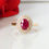 Thumbnail: Oval Ruby & Diamond Double Halo Cluster Ring