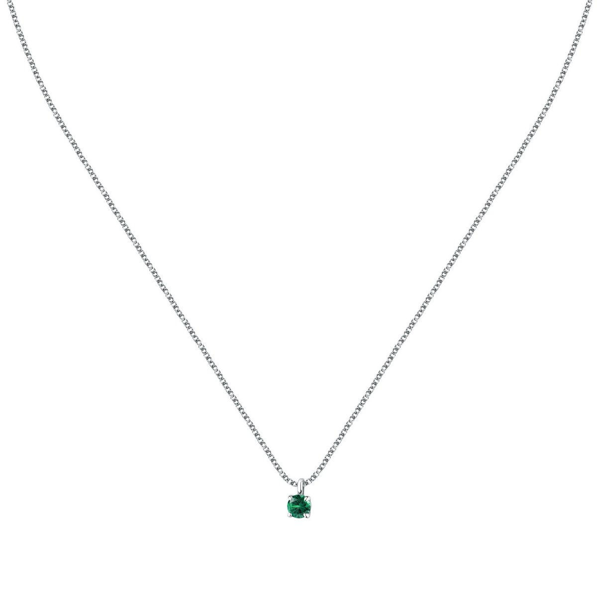 Morelatto Silver Emerald CZ Solitaire Pendant