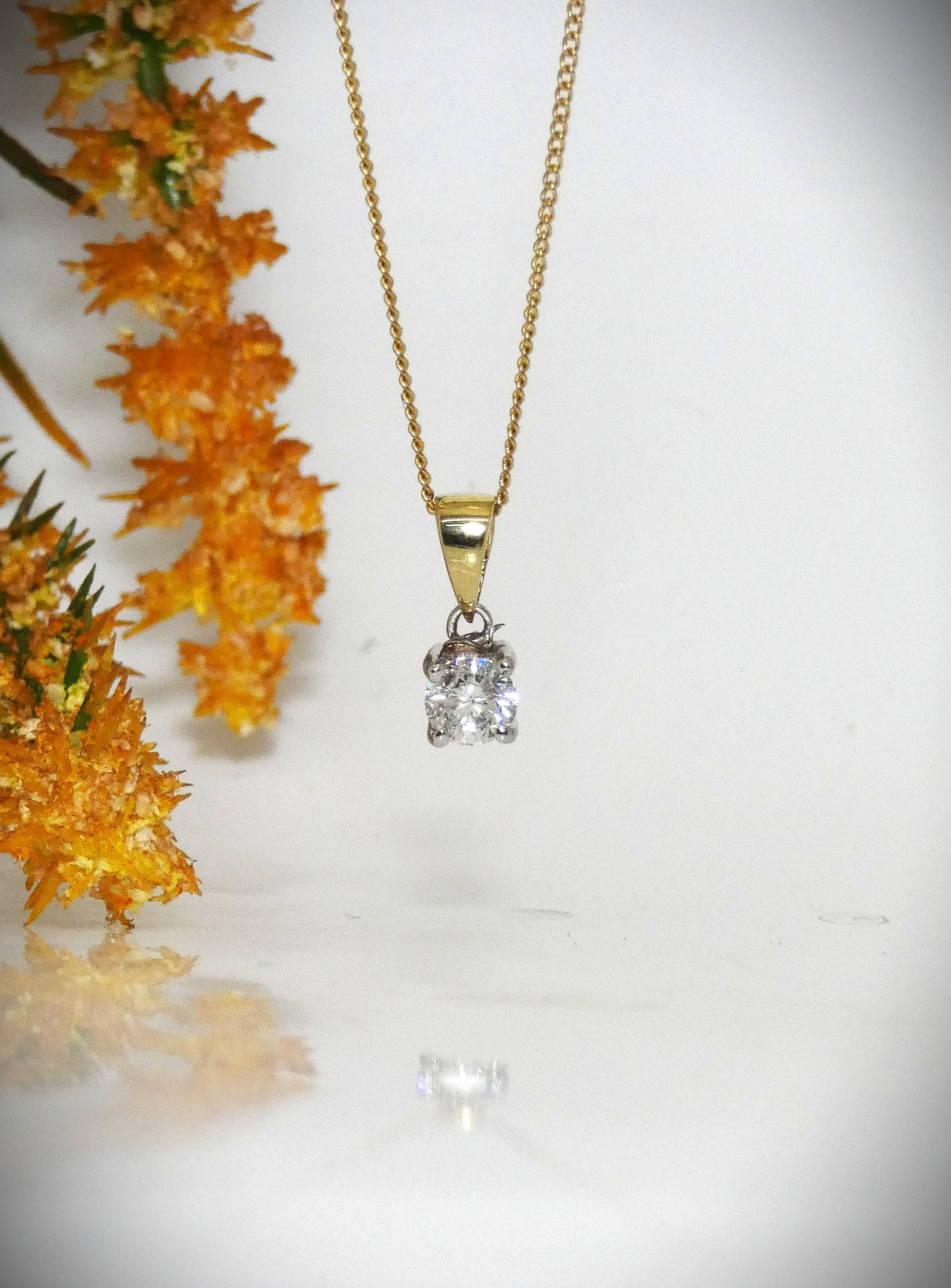 Solitaire Diamond Pendant in Yellow Gold