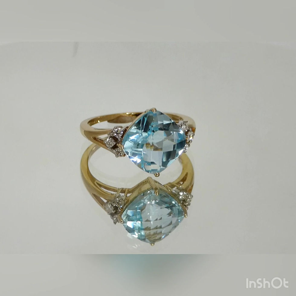Thumbnail: Cushion Cut Blue Topaz & Diamond Ring