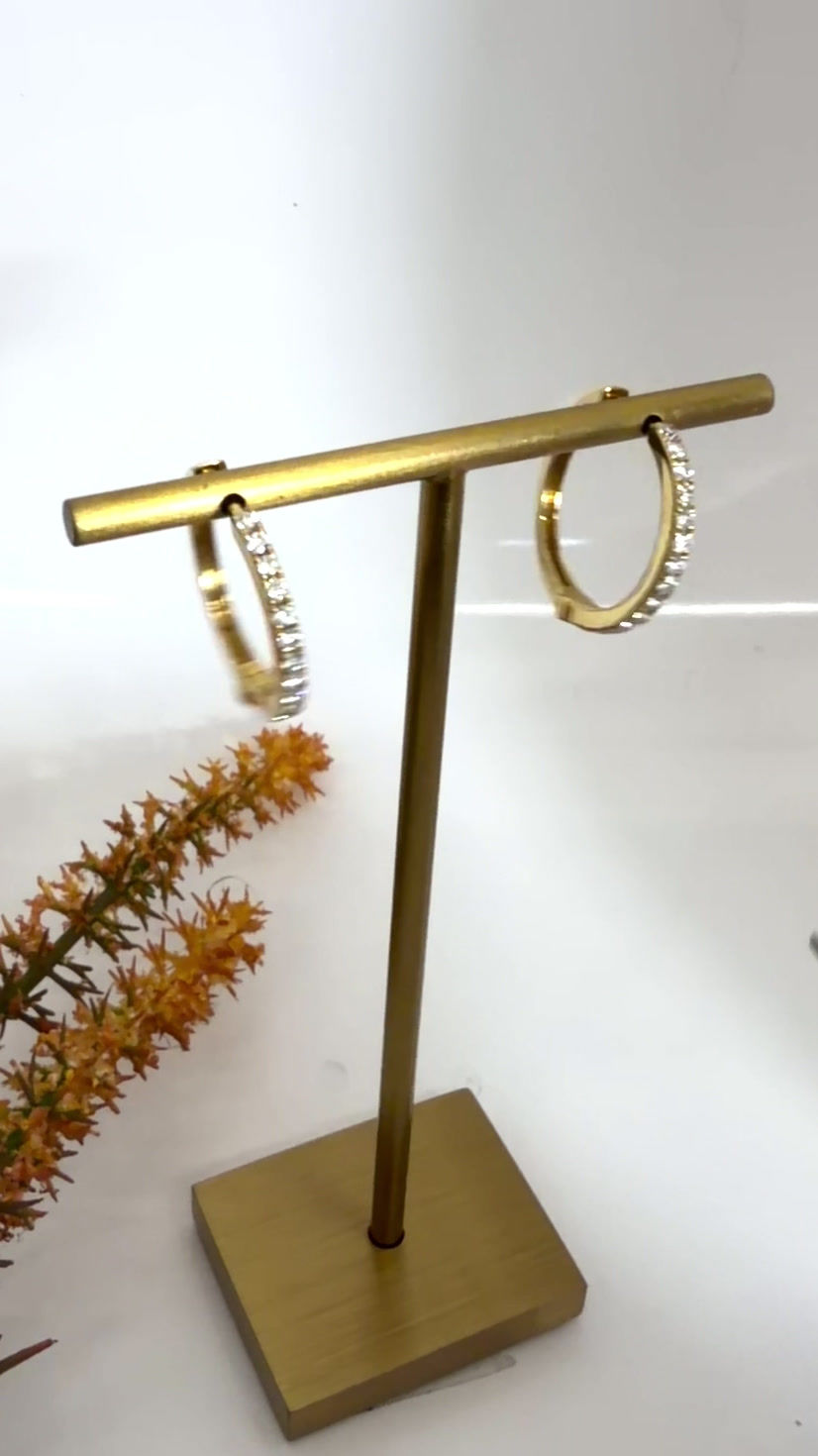 Thumbnail: Diamond Hoop Hinged Earrings