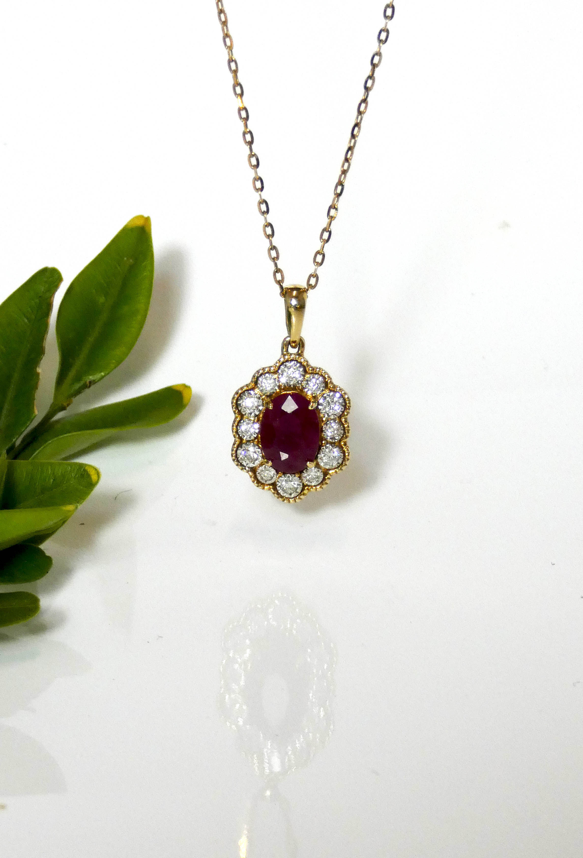 Oval Cut Ruby & Diamond Pendant