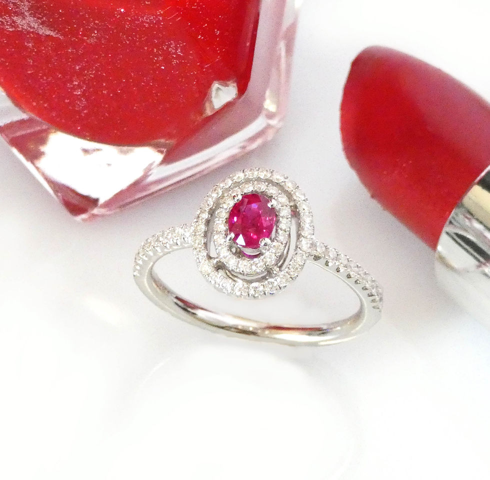 Thumbnail: Oval Ruby & Diamond Double Halo Ring