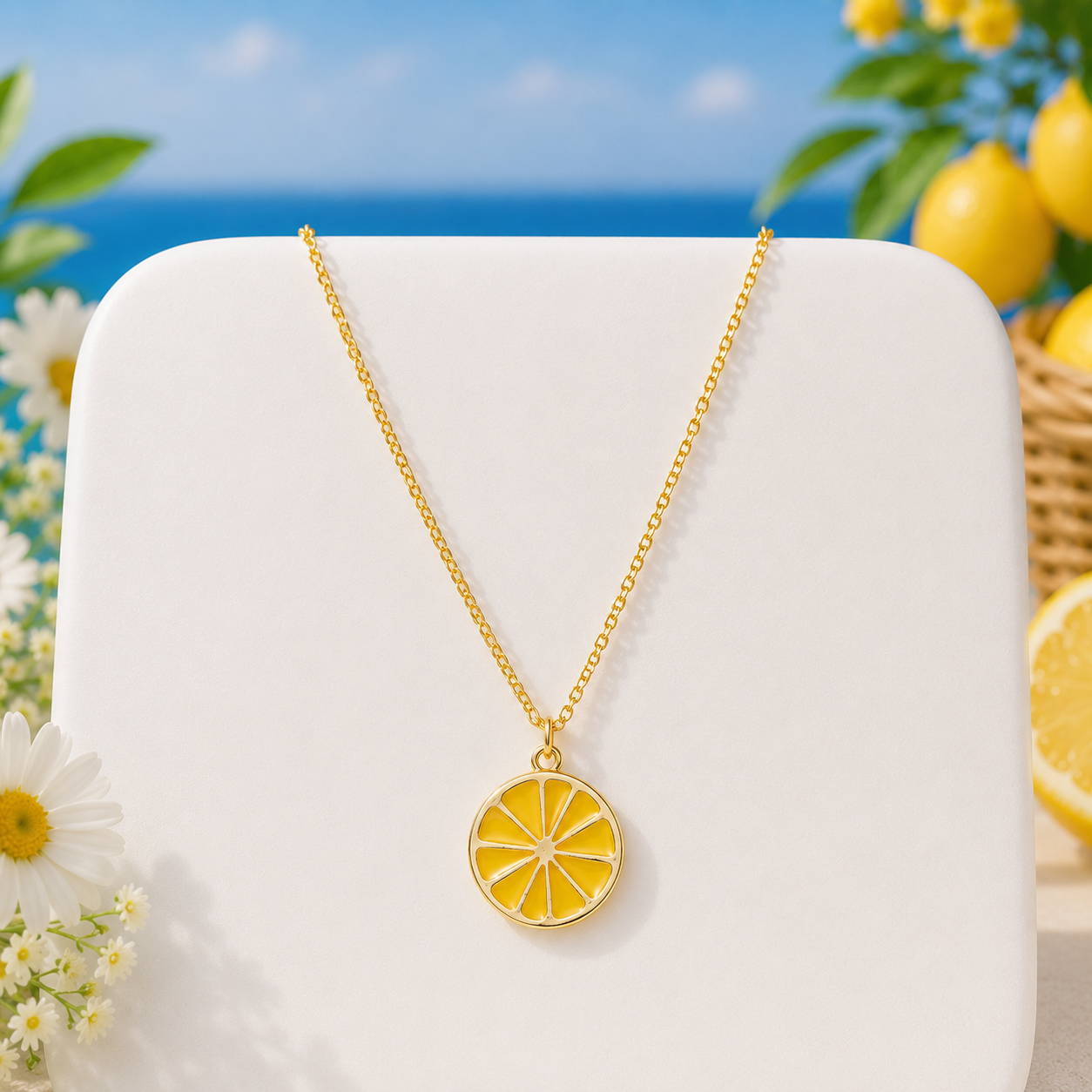 Yellow Citrus Golden Necklace