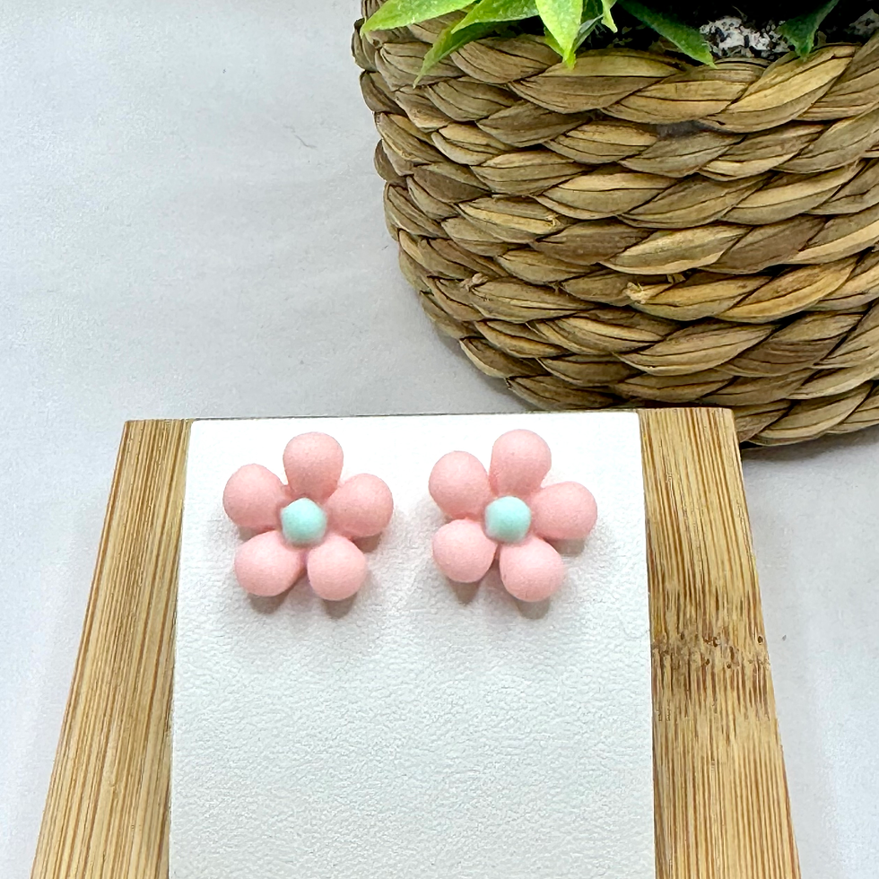 Thumbnail: Puffy Petals Flower Stud Earrings - Various Colors