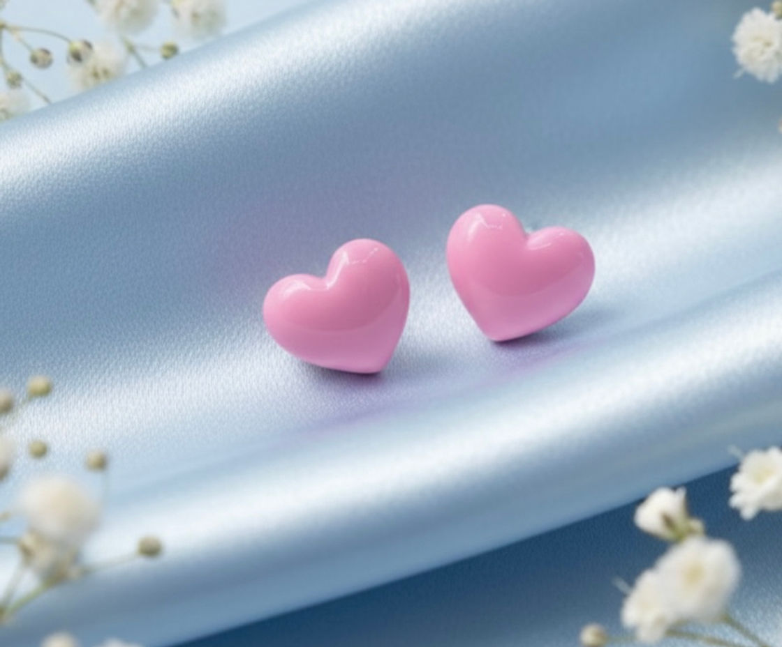 Heart Puffy Stud Earring - Color Options