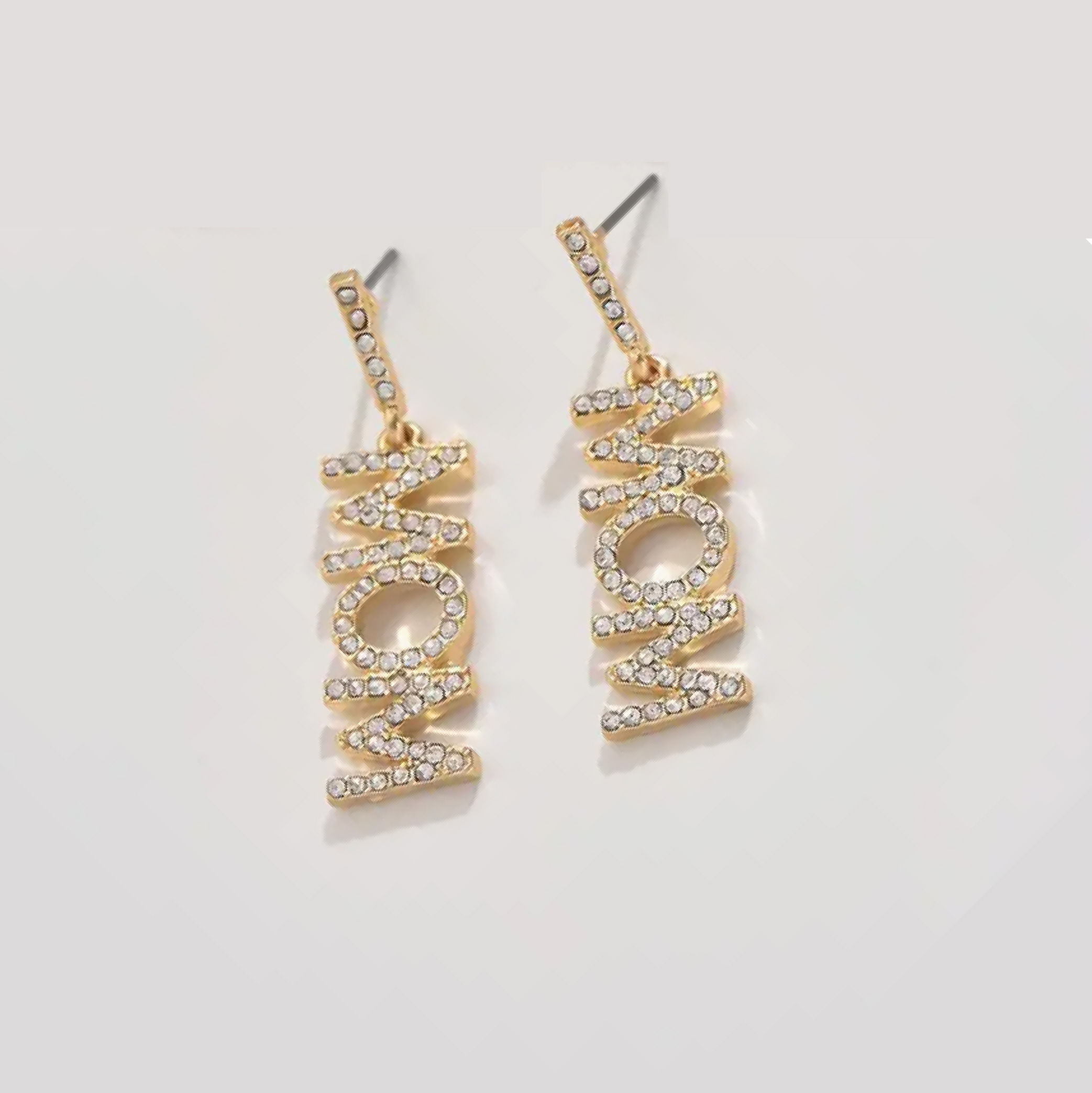 Crystal "MOM" Heart Earrings