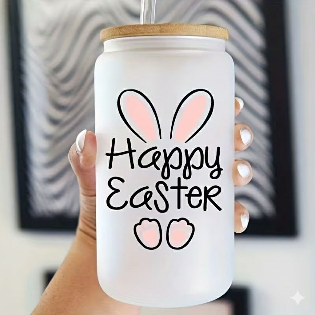 Bunny Cup - Glass or Plastic (bpa-free) with Straw
