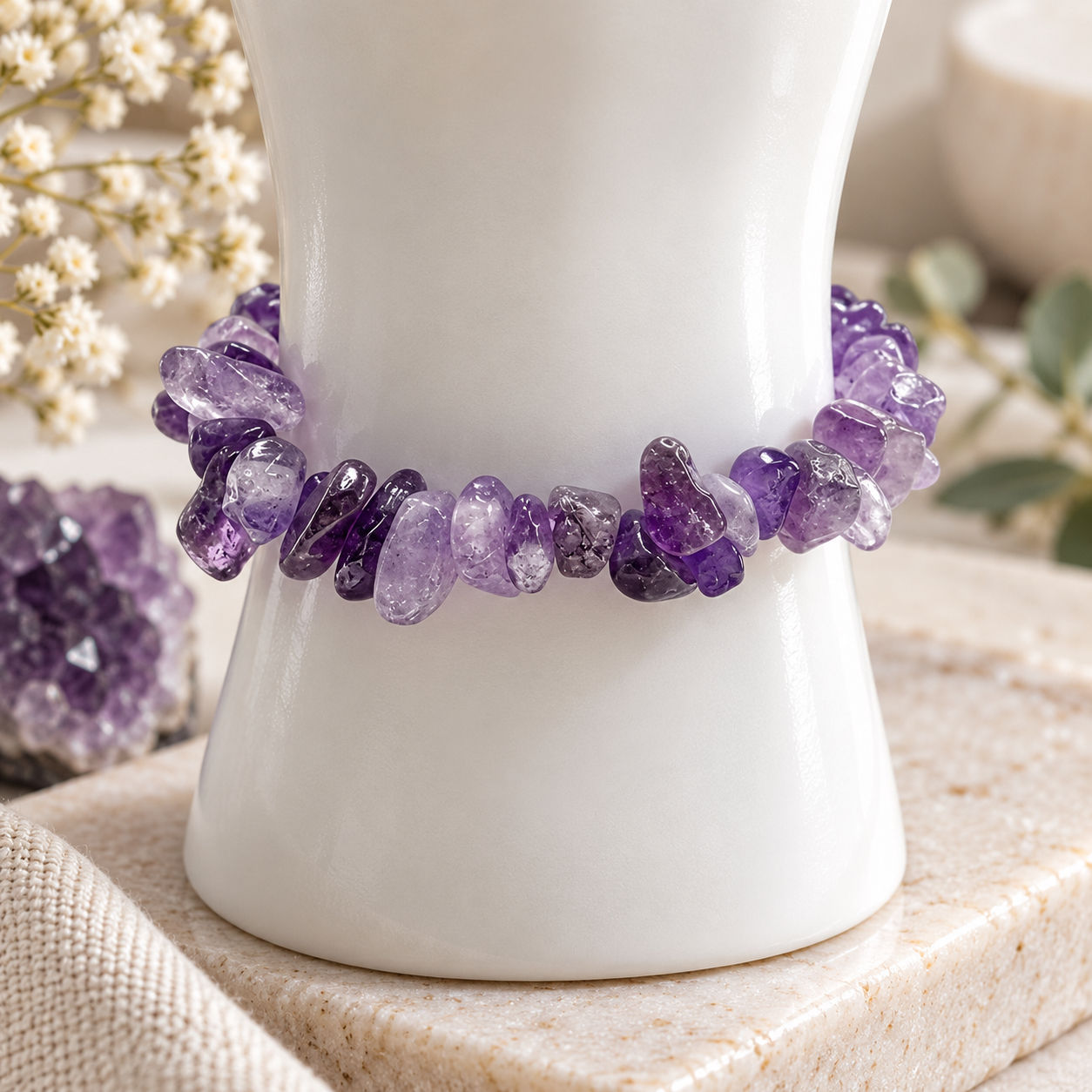Natural Amethyst Chip Stone Bracelet