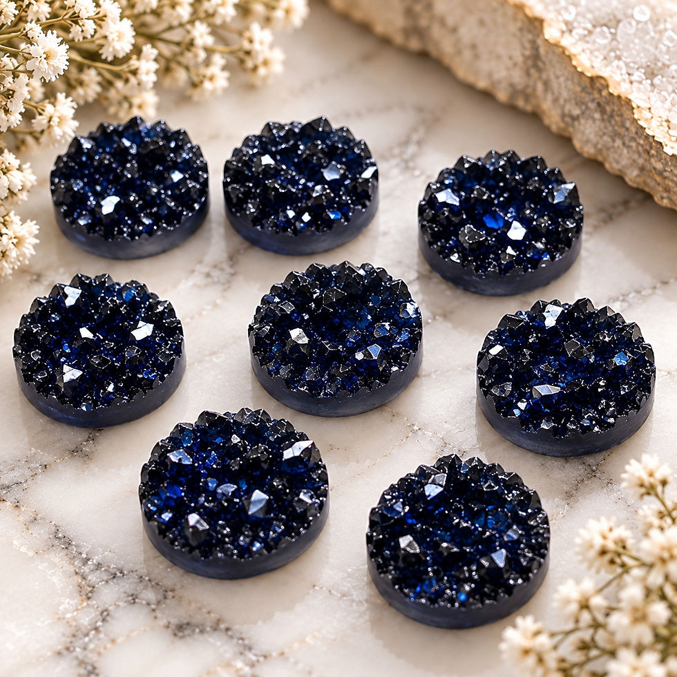 Thumbnail: Navy Geode Druzy Earrings - 12mm Faux Stone