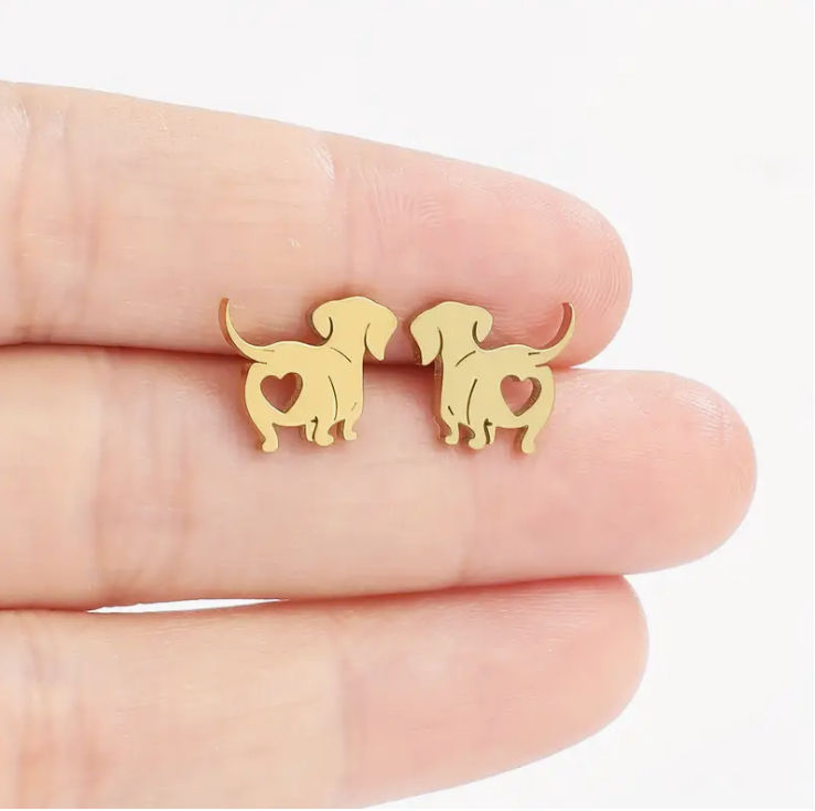 Thumbnail: Dog Heart Studs - Metal Options