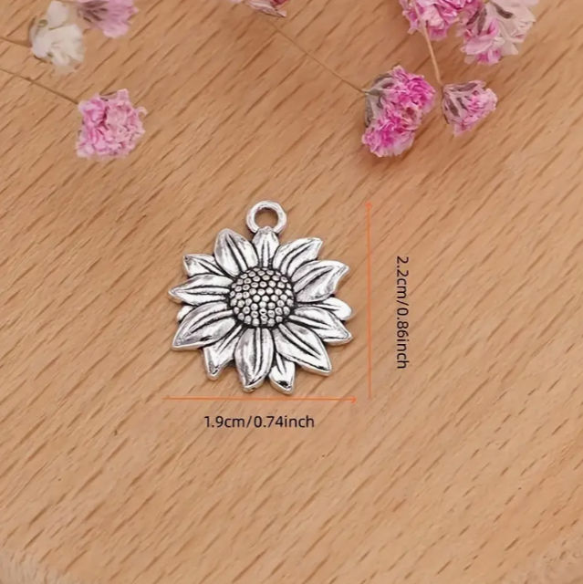 Thumbnail: Antique Silver Sunflower Earrings