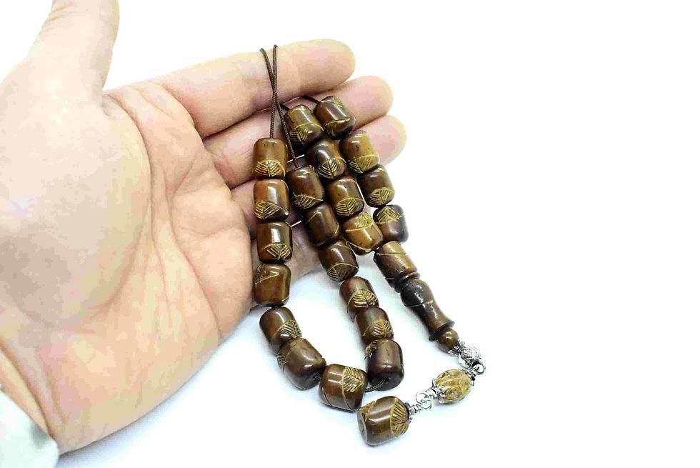 Thumbnail: Unique Worry Bead set mad of Coconut wood and Silver Plated parts