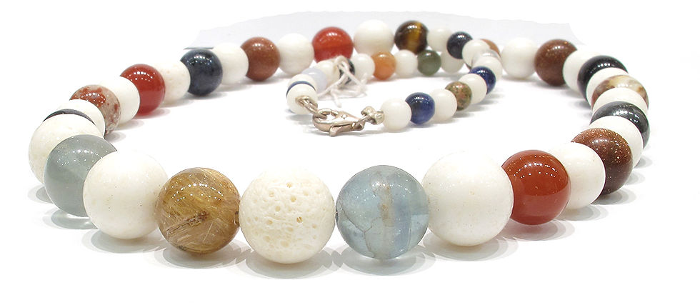 Thumbnail: Multi-Color Natural Gemstone, Handmade Women's Necklace