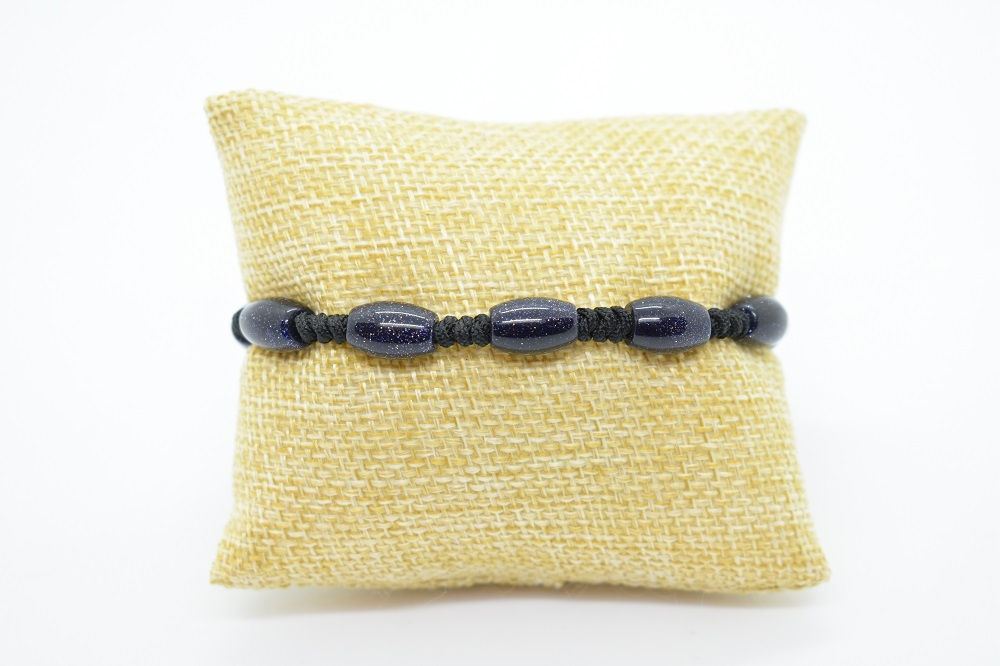 Hand Knotted Unisex Bracelet made of Dark Blue Goldstone