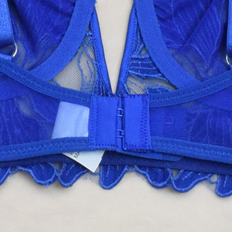 Hình thu nhỏ: Set đồ lót xanh thêu hoa 2 mảnh MX13095