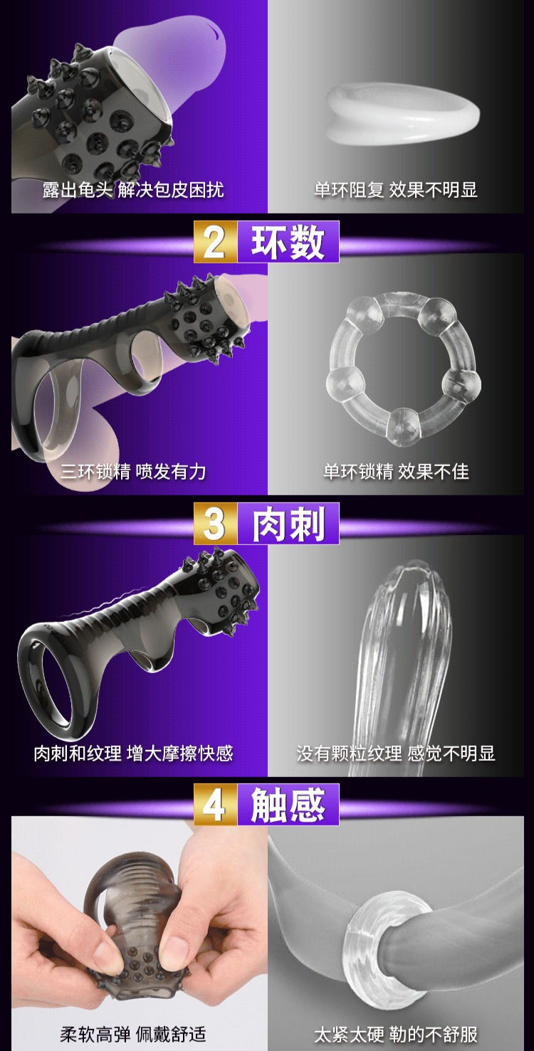 Thumbnail: Donzen penis extender sleeve spiked condom