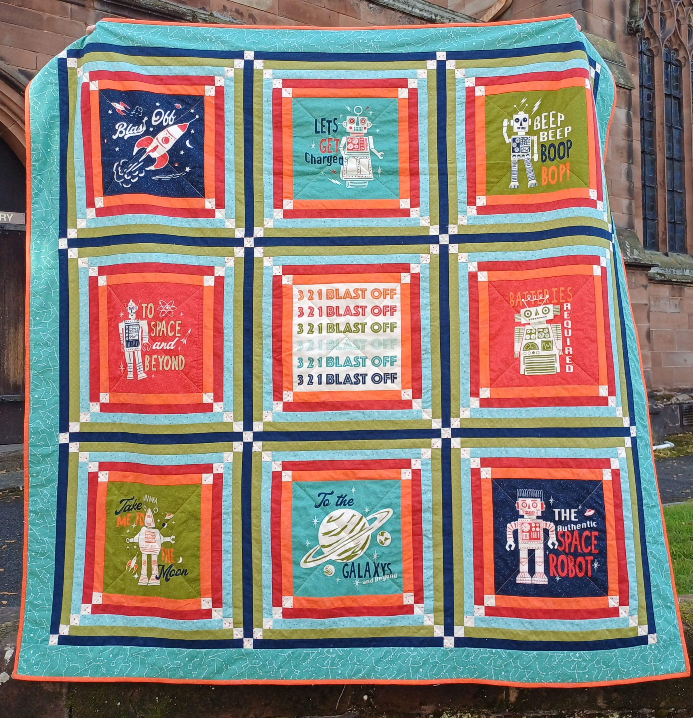 Robots in Space Quilt Kit