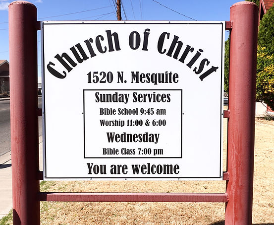 North Mesquite Church of Christ Service Times Sign