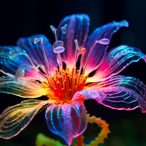 Colorful Illuminated Glass Flower Sculpture
