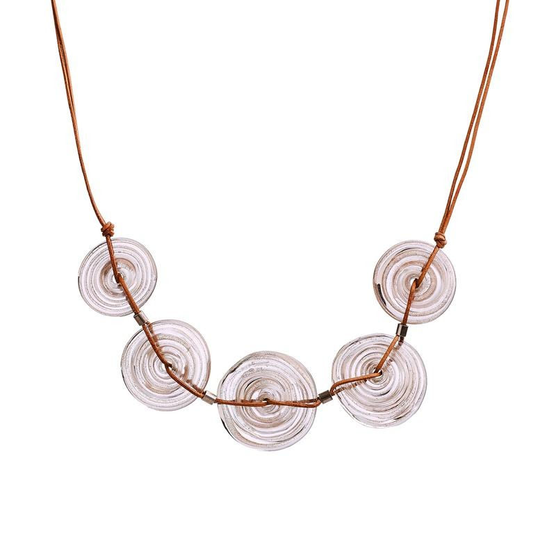Thumbnail: Elegant Flat Glass Beads Necklace