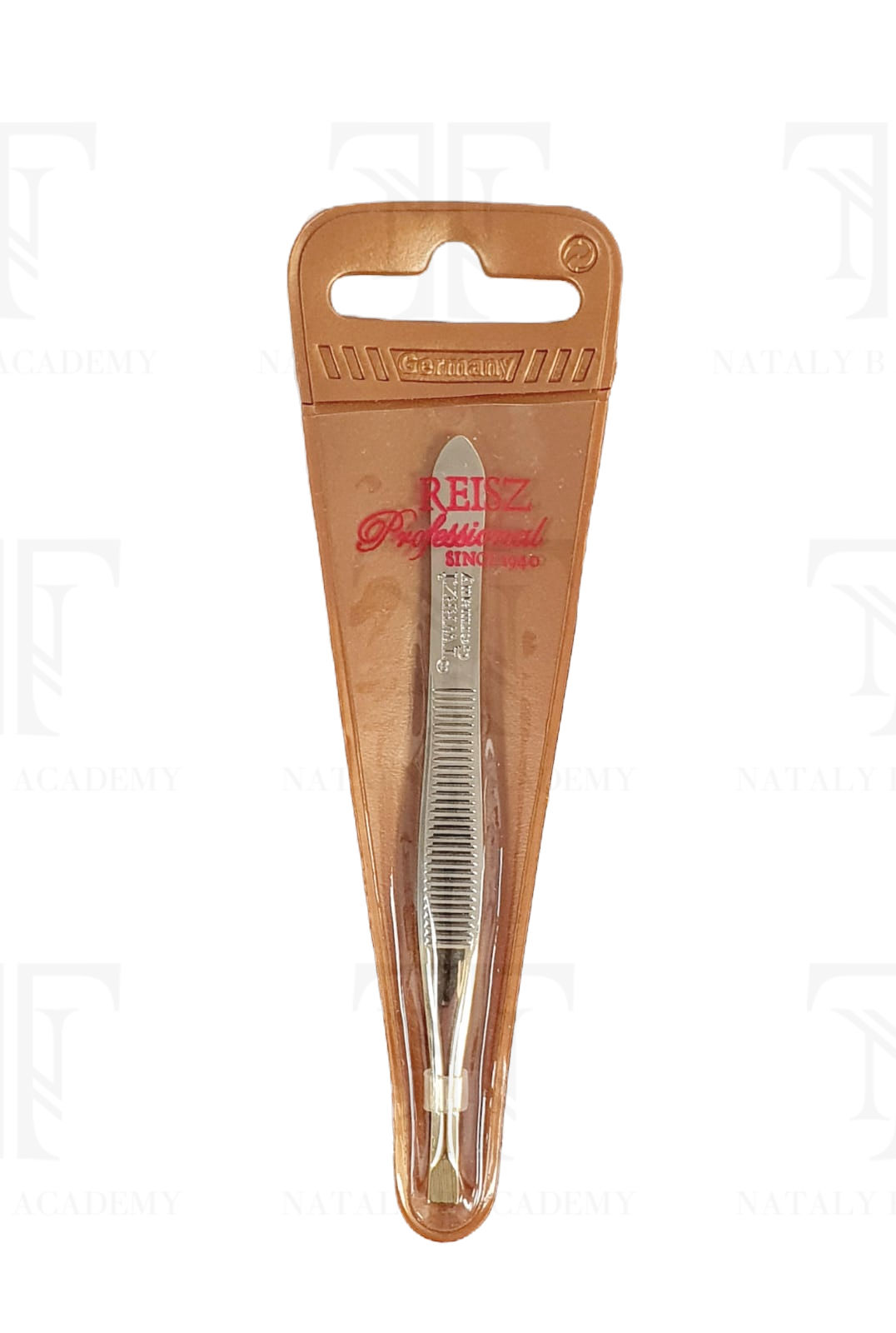 פינצטה זהב ספינה ישרה לעיצוב גבות רייס פרופשונל REISZ PROFESSIONAL
