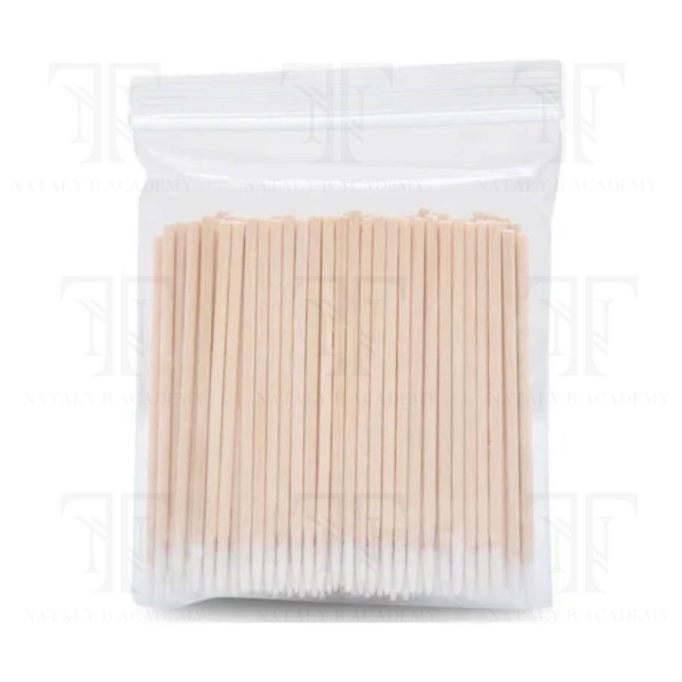 מקלות מעץ עם צמר גפן -מכיל 100 יחידות