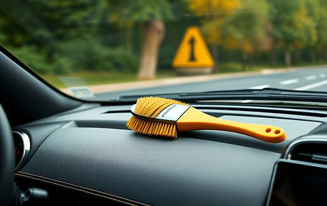 luxury sports car dashboard with a yellow brush on it .jpg