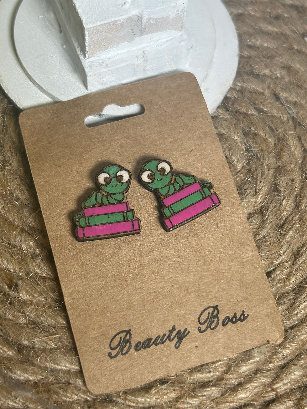 Thumbnail: Book Worm Stud Earrings