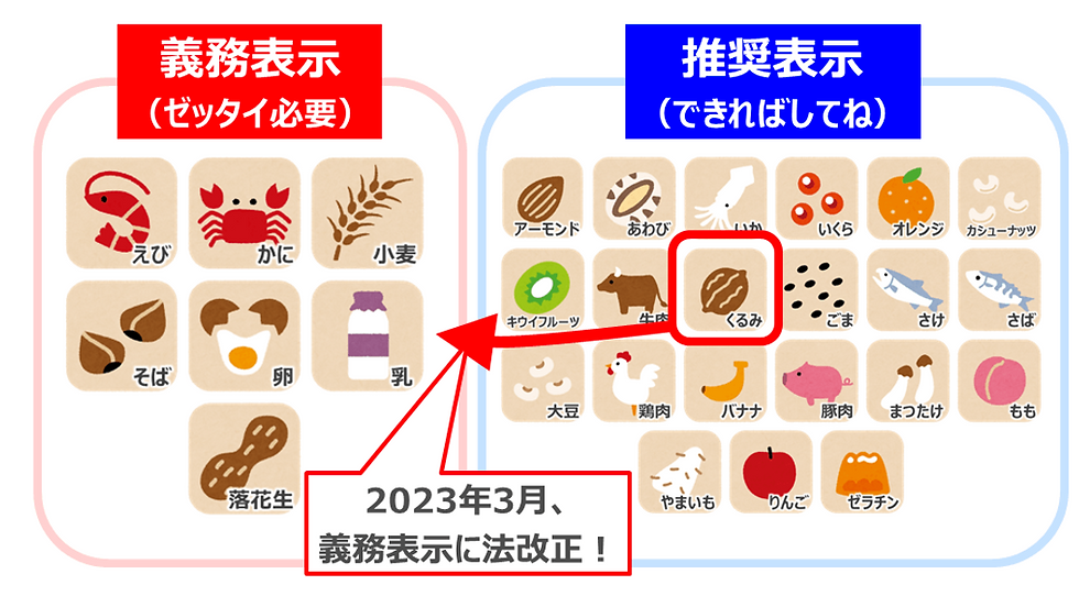 「くるみ」のアレルギー表示義務化