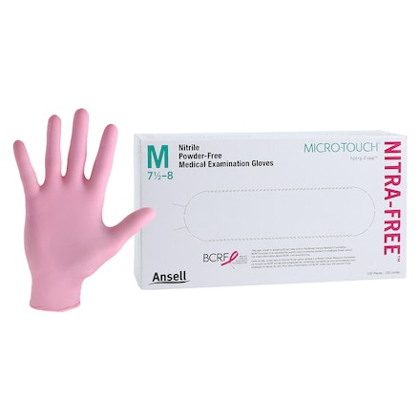MICRO-TOUCH NitraFree , Nitrile Exam Gloves Medium Pink , Non-Sterile 100/Bx