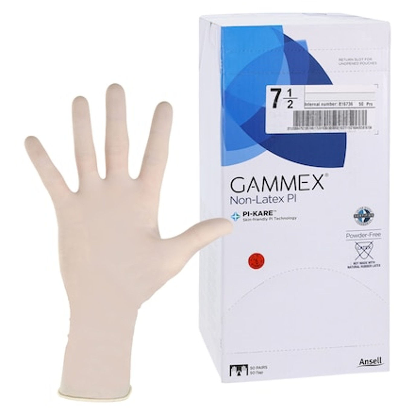 Surgical Glove GAMMEX Non-Latex PI Size 7.5 Sterile Polyisoprene Standard Cuff L