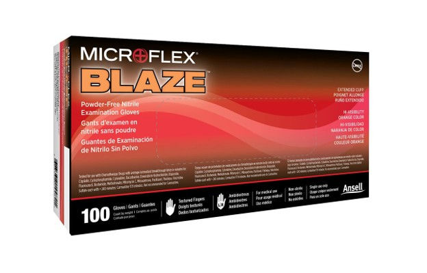 MICROFLEX Blaze , Nitrile Exam Gloves Medium, Orange Non-Sterile 100/Box , 10