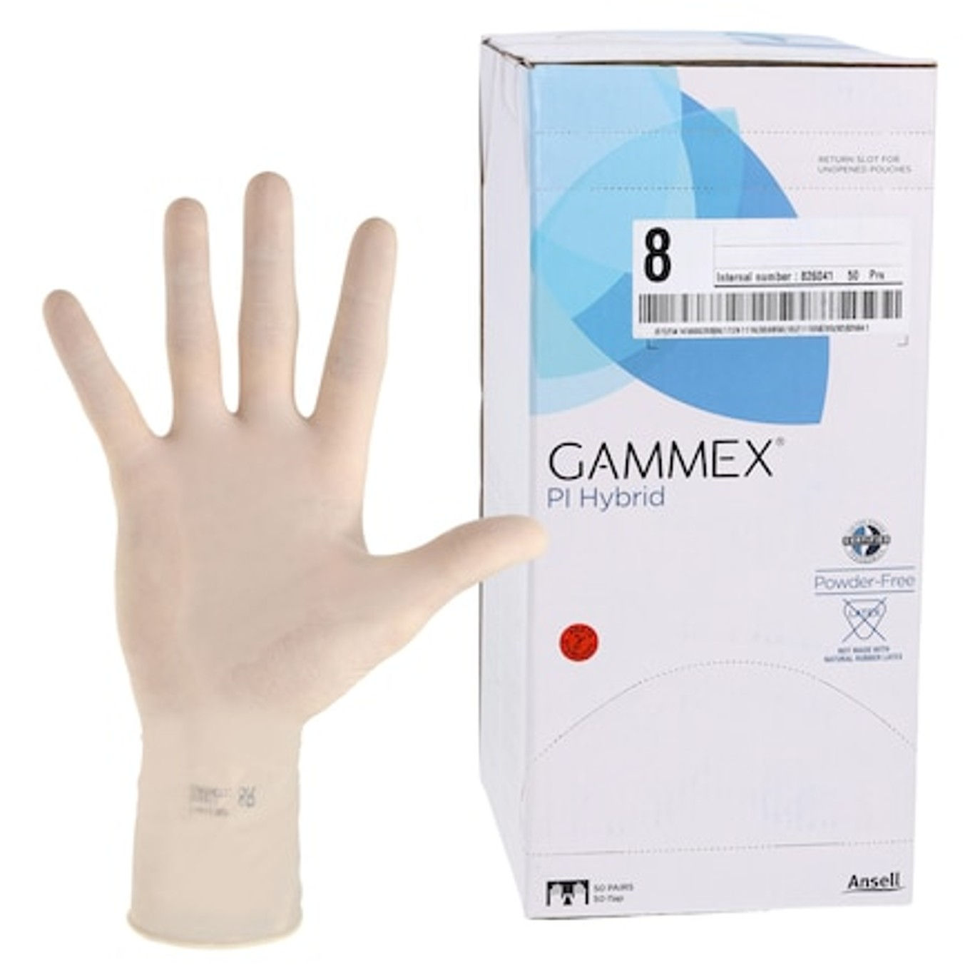 Gammex PI Hybrid Surgical Gloves, Size 8 , 50/Box Ansell 340063080