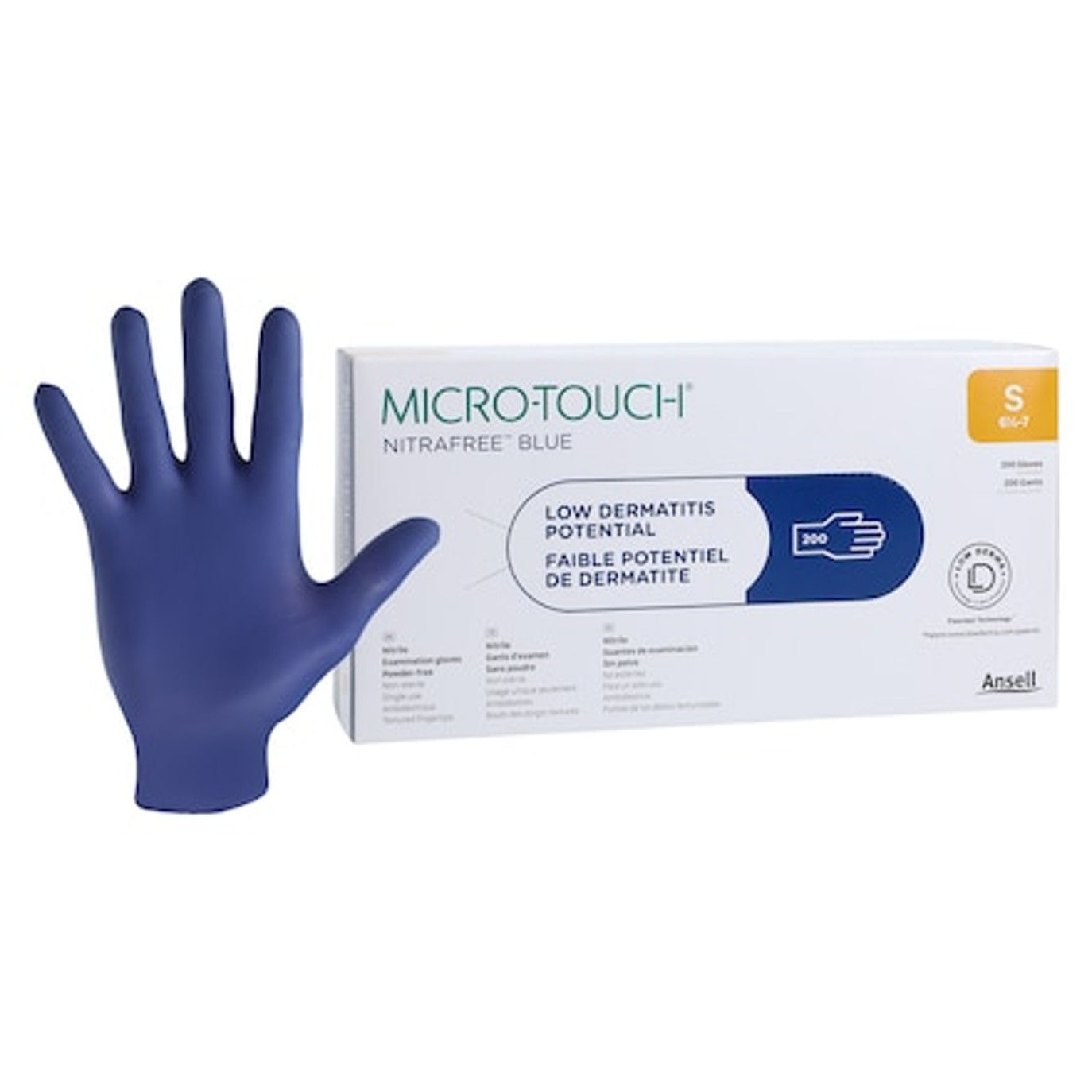 MICRO-TOUCH NitraFree , Nitrile Exam Gloves Small , Blue Non-Sterile 200/Bx , 1