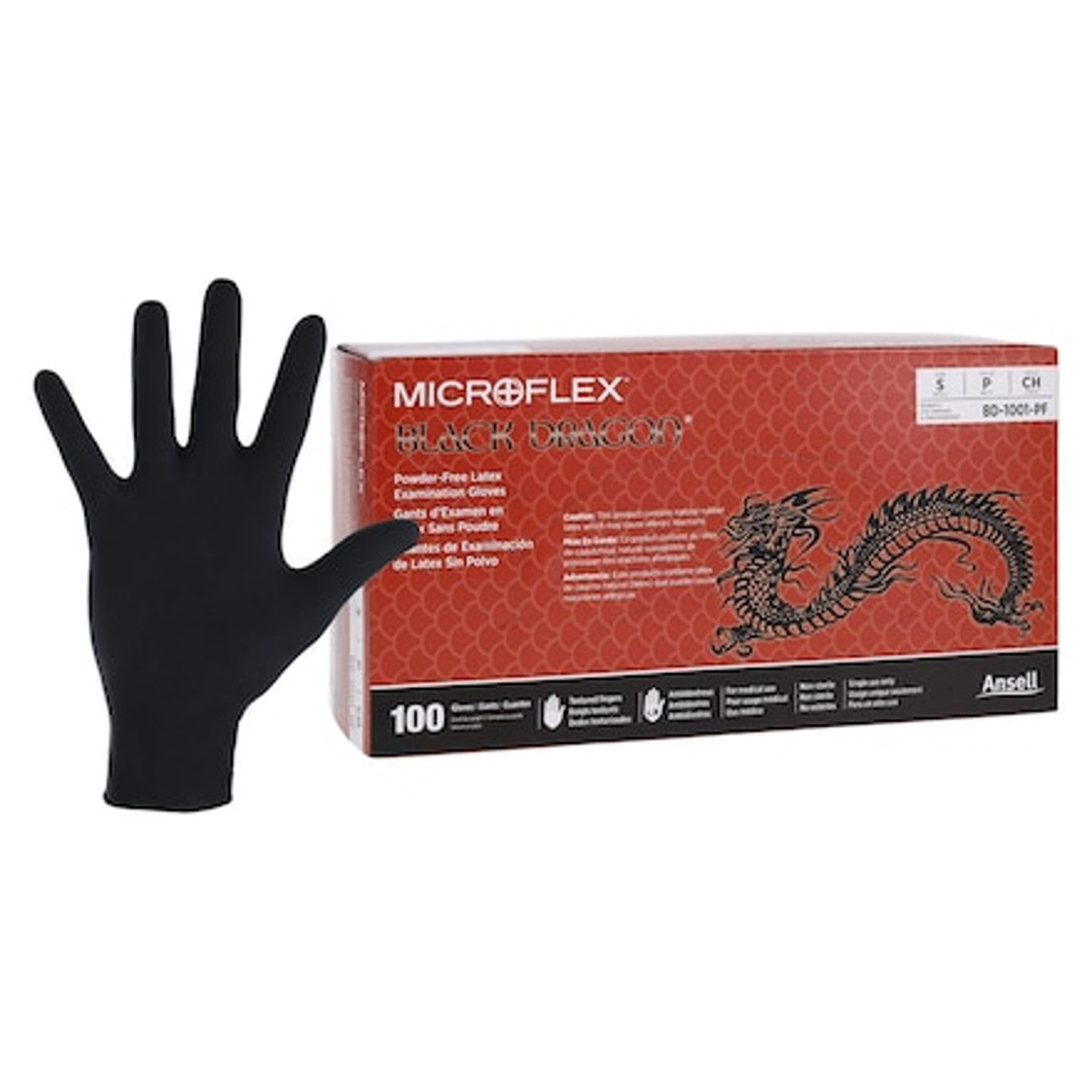 MICROFLEX Black Dragon , Latex Exam Gloves X-Large Black , Non-Sterile 100/Bx