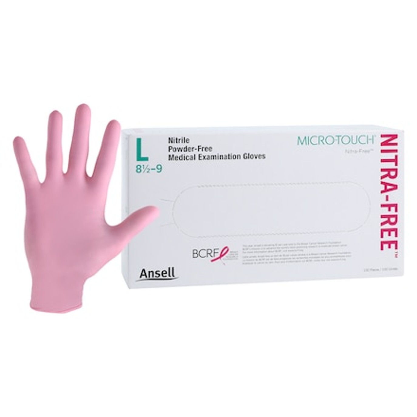 MICRO-TOUCH NitraFree , Nitrile Exam Gloves Large Pink , Non-Sterile 100/Bx ,