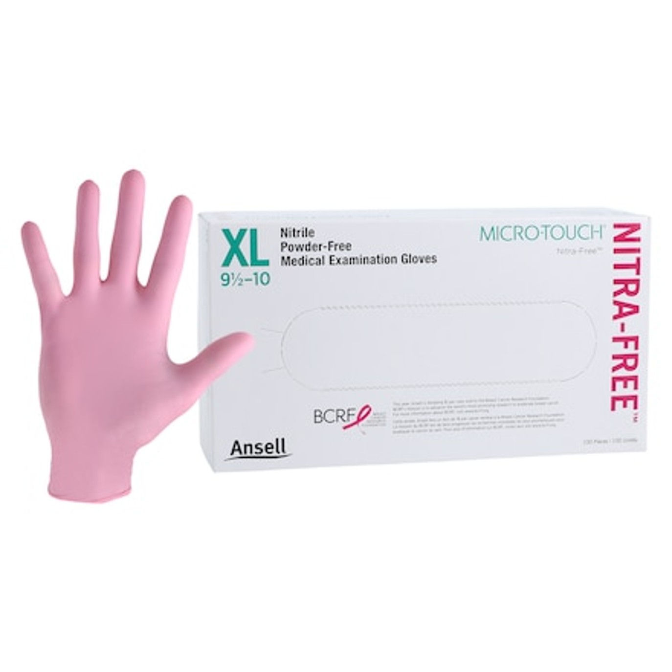 MICRO-TOUCH NitraFree , Nitrile Exam Gloves X-Large Pink , Non-Sterile 100/Bx