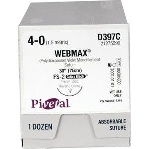 Pivetal WebMax Cobra Black Sutures 4/0, D397C, (FS-2) ,  PIVETAL 21275290