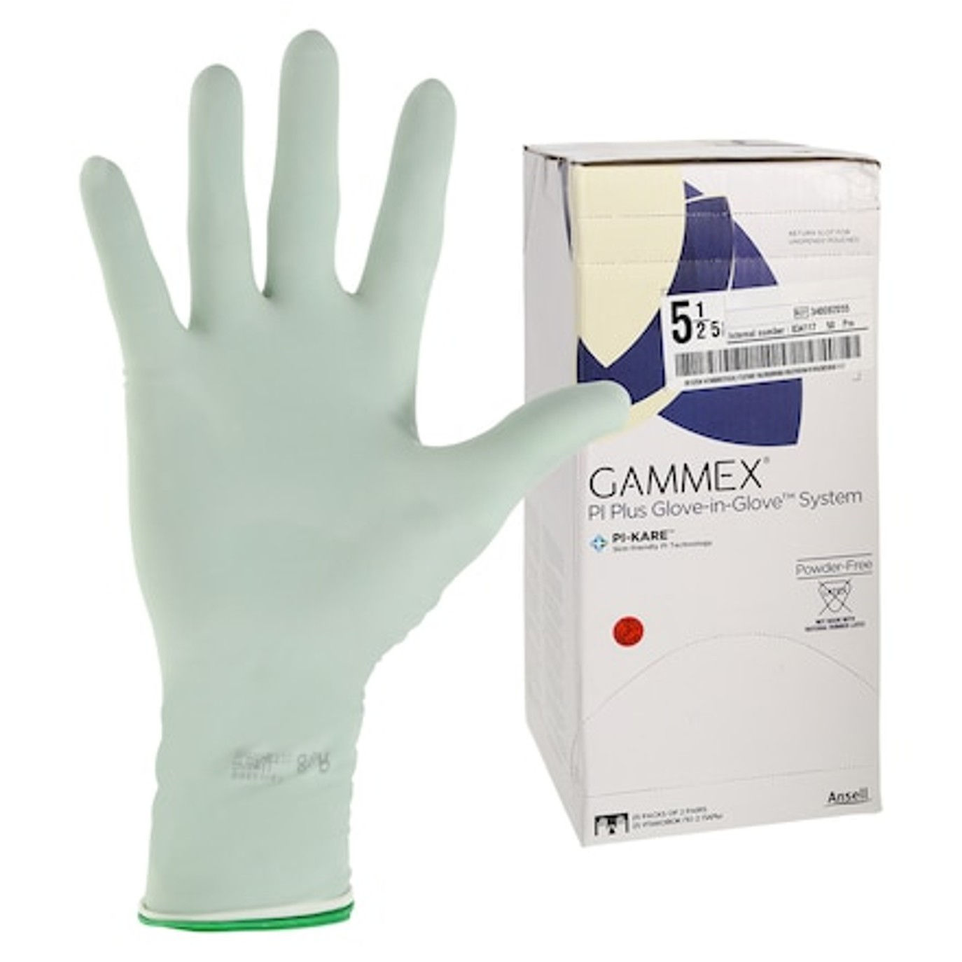 Gammex Polyisoprene Surgical Gloves Size 5.5 White / Green 50 Pairs/Box Anse