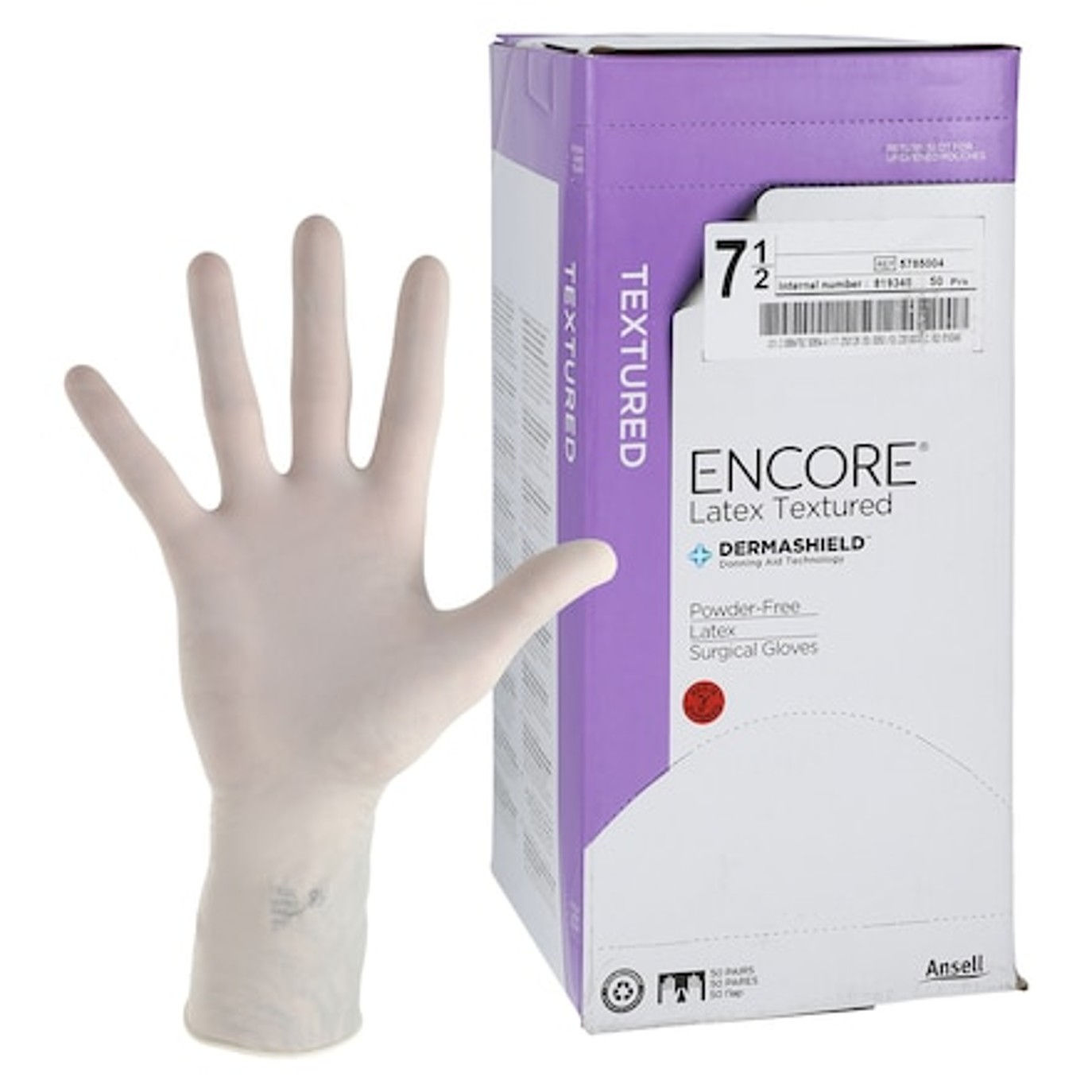Encore Latex Powder Free Surgical Gloves Size 7-1/2 , 50/Box Ansell 5785004