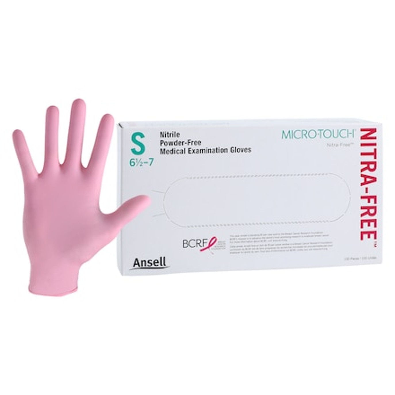 MICRO-TOUCH NitraFree , Nitrile Exam Gloves Small Pink , Non-Sterile 100/Bx .